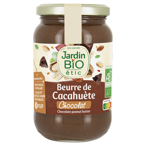 [3456300015478] JARDIN BIO ETIC Pâte à tartiner beurre de cacahuète chocolat Bio 350 g