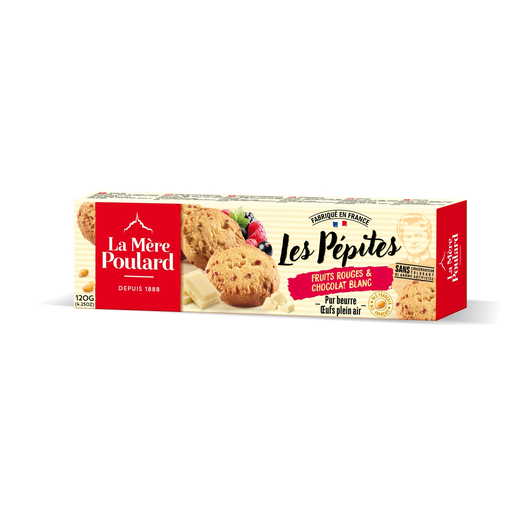 [3472860409120] LA MERE POULARD Biscuits Les Pépites aux fruits rouges et chocolat blanc 120 g