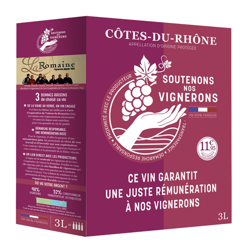 [3500610174858] SOUTENONS NOS VIGNERONS Côtes du Rhône AOP Red Wine 3 L