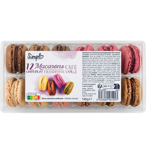 [3523680481947] SIMPL Macarons 4 Saveurs Assorties 145 g