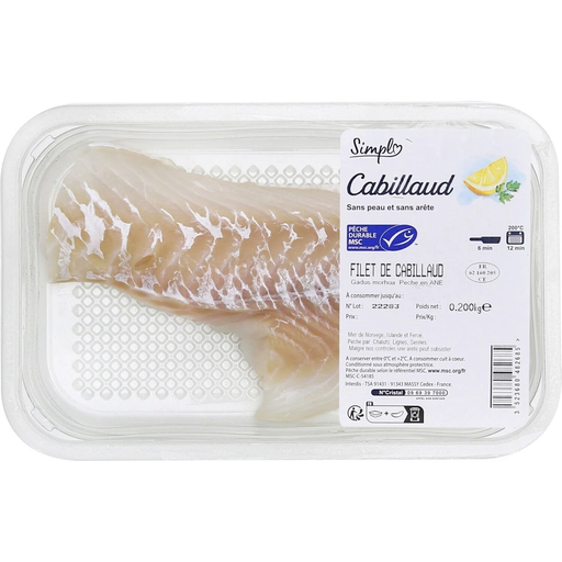 [3523680482685] SIMPL Cod Fillet Skinless and Boneless 200 g