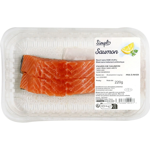 [3523680491977] SIMPL Salmon Steaks Skin-On Boneless 220 g