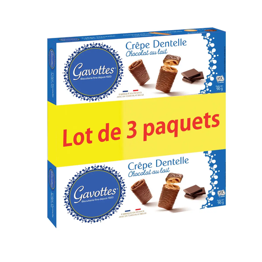[3535800004615] GAVOTTES Crêpes dentelle au chocolat au lait 3 x 90 g