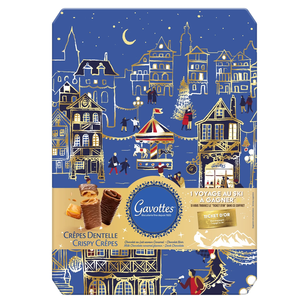 GAVOTTES Assortiment de Biscuits Crêpes Dentelles Chocolat Noir et Chocolat Lait Caramel 400 g