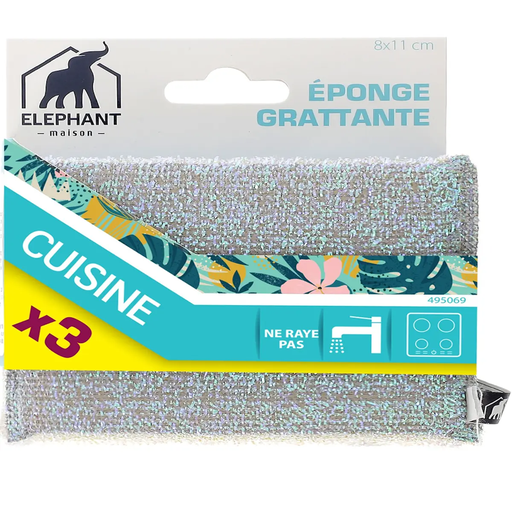 [3543534950696] ELEPHANT Non-scratch scouring sponges 3 pieces