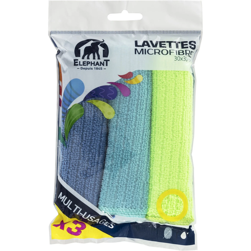 [3543534950795] ELEPHANT Lote 3 panos microfibra multiusos