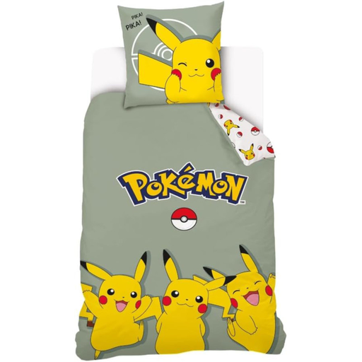 [3553561049201] POKÉMON Children's Bedding Set Cotton Pikachu Trio Duvet Cover 140x200 Pillowcase 63x63cm