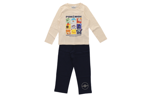[3553561238445] POKÉMON Pijama de jersey camisola estampada e calças lisas de algodão criança Bege