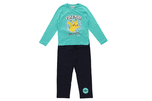 [3553561238490] POKÉMON Pijama de jersey camisola estampada e calças lisas de algodão Verde