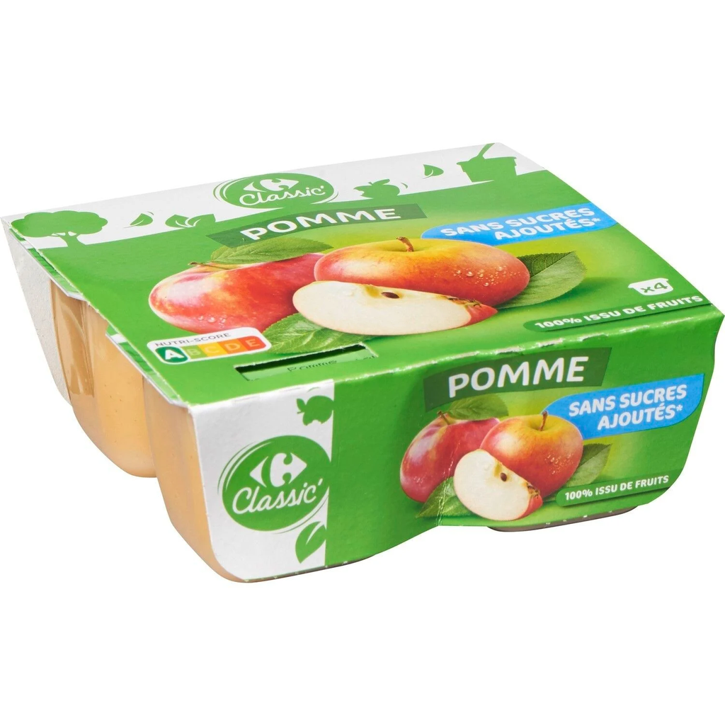 CARREFOUR CLASSIC Compota de Manzana Sin Azúcar 4x100g