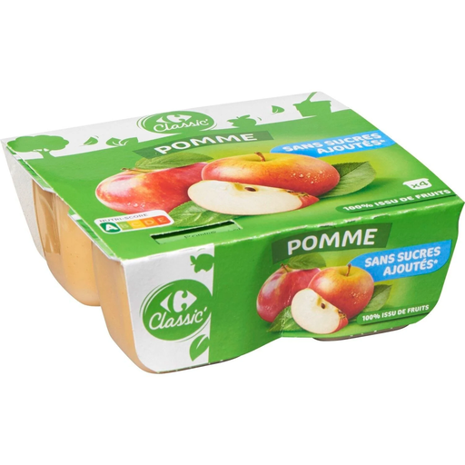 [3560070755288] CARREFOUR CLASSIC Apple Sauce No Added Sugar 4x100g