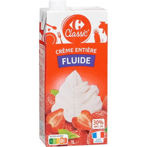 [3560070814541] CARREFOUR CLASSIC Whole Liquid Cream 30% Fat 1 L