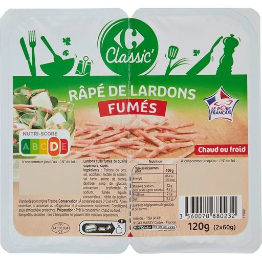 [3560070880232] CARREFOUR CLASSIC Smoked bacon bits 120 g
