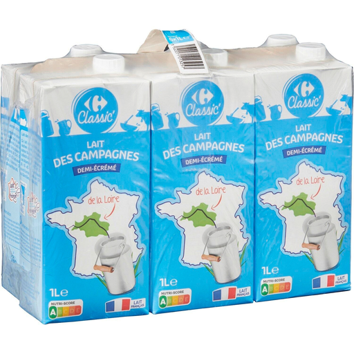[3560071013257] CARREFOUR CLASSIC Semi-Skimmed Milk 6 x 1 L