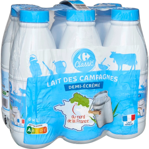 [3560071013301] CARREFOUR CLASSIC Semi-Skimmed Milk 6 x 1 L