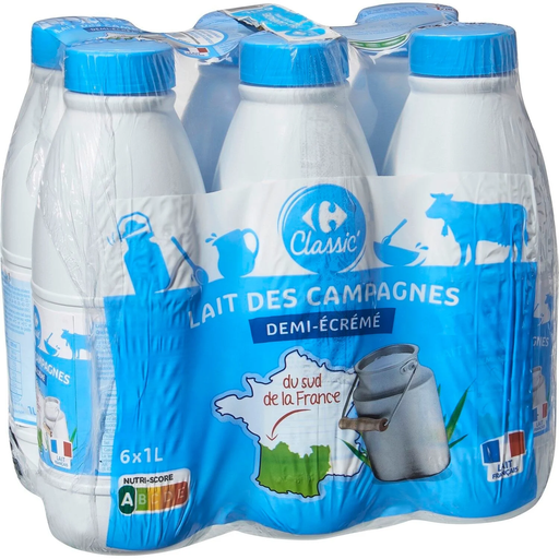 [3560071013349] CARREFOUR CLASSIC Semi-Skimmed Milk 6 x 1 L