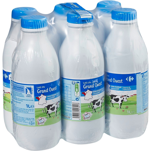 [3560071013431] CARREFOUR CLASSIC Semi-Skimmed UHT Sterilized Milk Calcium Grand Ouest 6 x 1 L