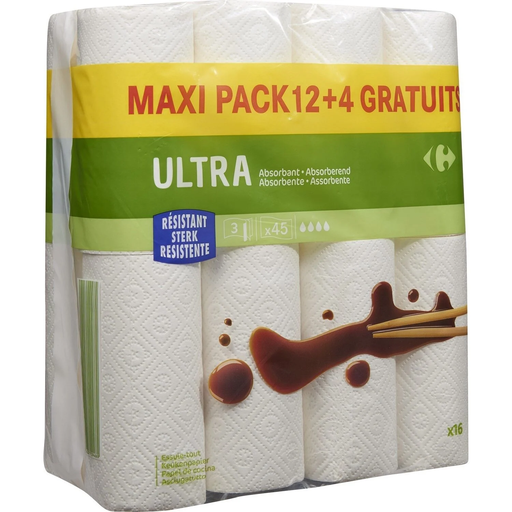 [3560071094669] CARREFOUR Ultra Absorbent Paper Towels 16 rolls