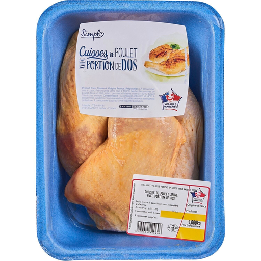 [3560071120696] SIMPL Yellow Chicken Thighs with Back Portion 1 kg