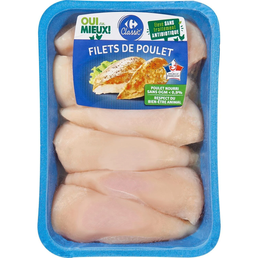 [3560071125608] CARREFOUR CLASSIC White Chicken Fillets 1 kg