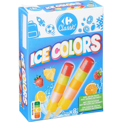 [3560071168780] CARREFOUR CLASSIC Water Ice Popsicles Fruit Assortment 320 g