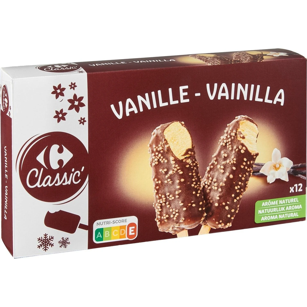 CARREFOUR CLASSIC Vanilla Chocolate Ice Cream Sticks 450 g
