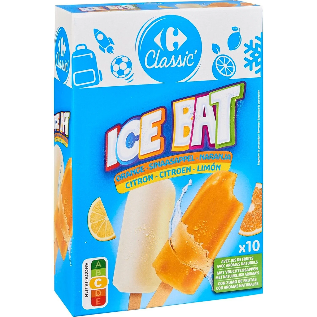 CARREFOUR CLASSIC Glaces Bâtonnets à l'Eau Orange et Citron 415 g