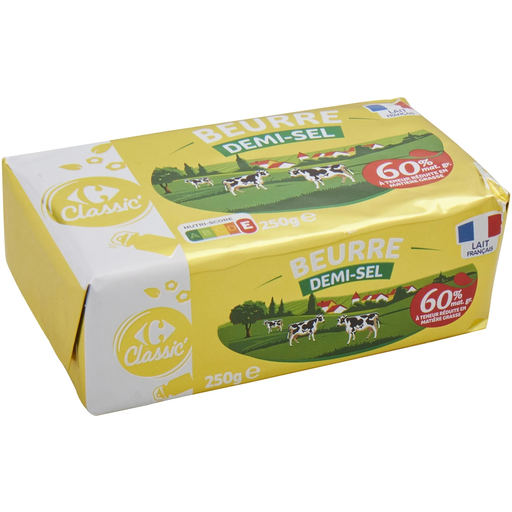 [3560071263515] CARREFOUR CLASSIC Semi-salted butter 60% fat 250 g