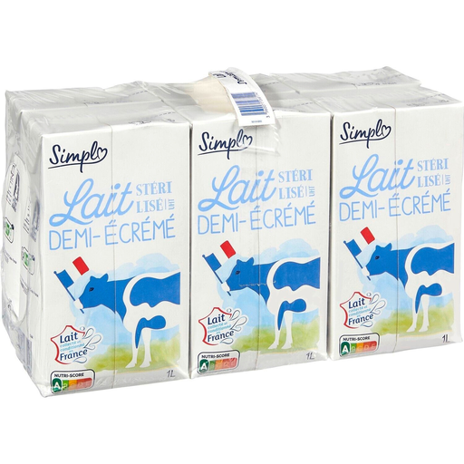[3560071268138] SIMPL Semi-Skimmed Milk 6 bricks of 1 L