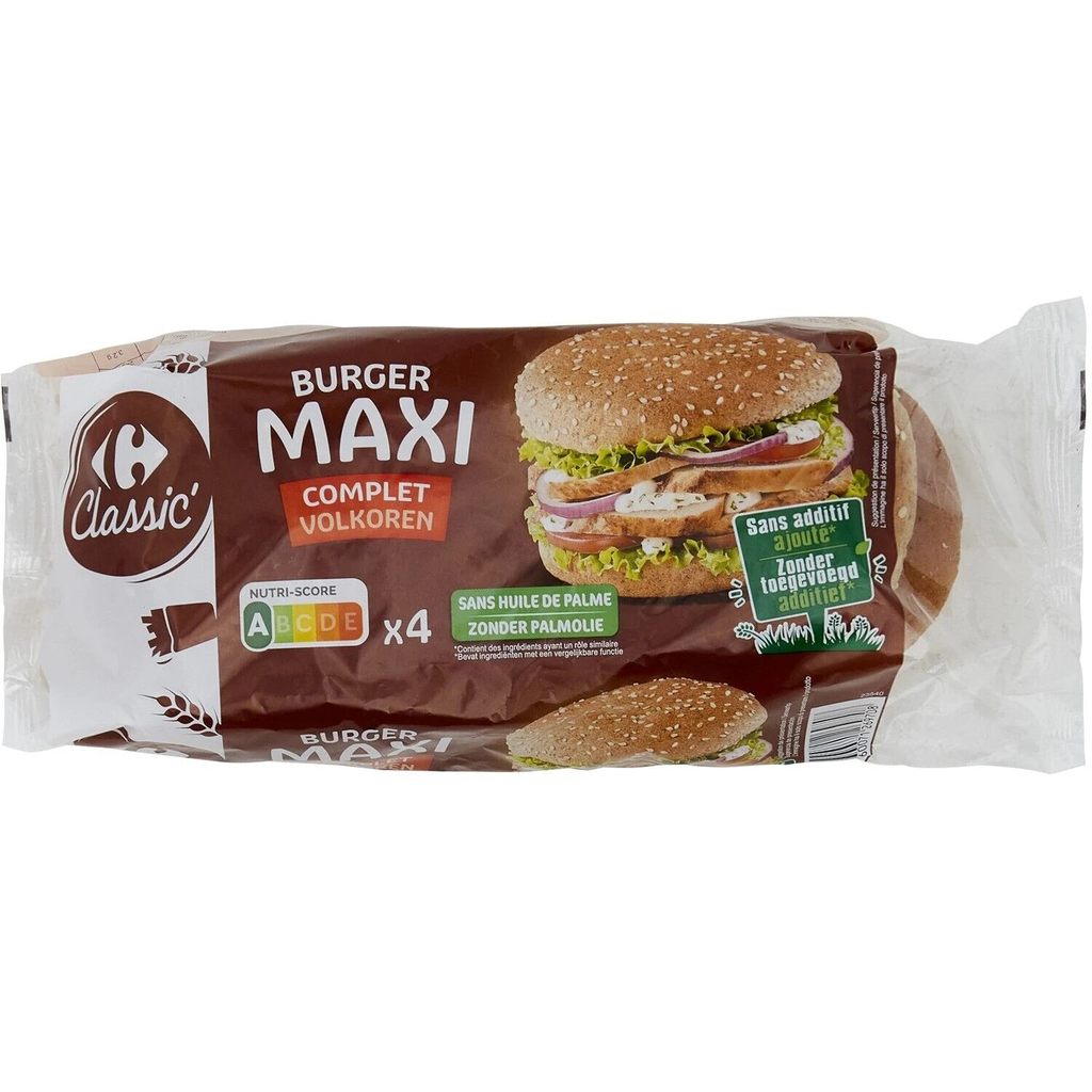 CARREFOUR CLASSIC Maxi burger integrales 330 g
