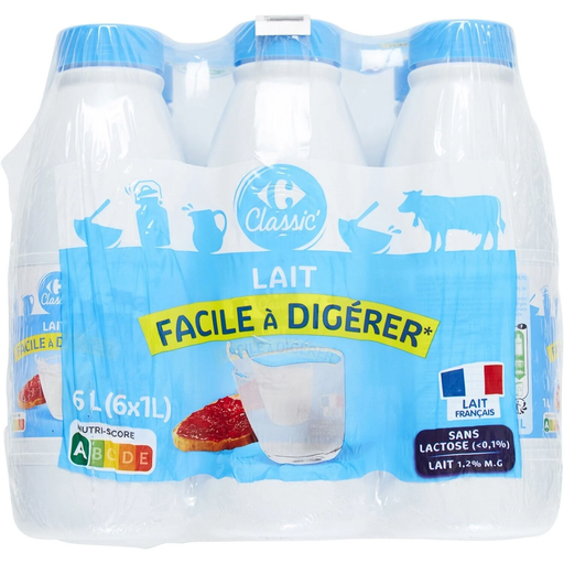 [3560071271381] CARREFOUR CLASSIC Semi-Skimmed Lactose-Free Vitamin Milk 6x1L