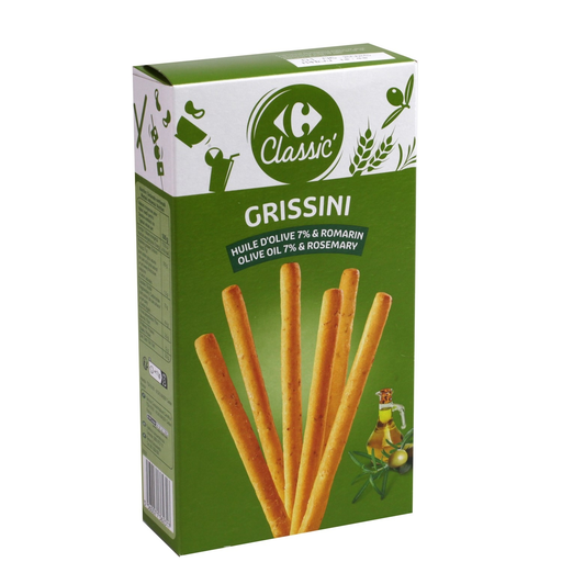 [3560071362317] CARREFOUR CLASSIC Gressins huile d'olive romarin 125 g
