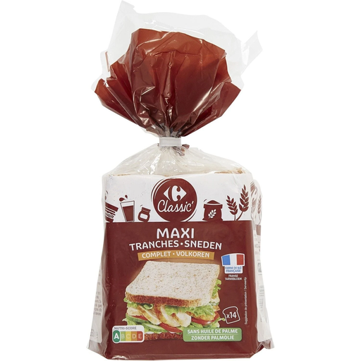 [3560071429508] CARREFOUR CLASSIC Pan de molde integral maxi rebanadas 550 g