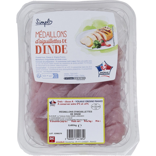 [3560071441852] SIMPL Turkey Strips Medallions 400 g