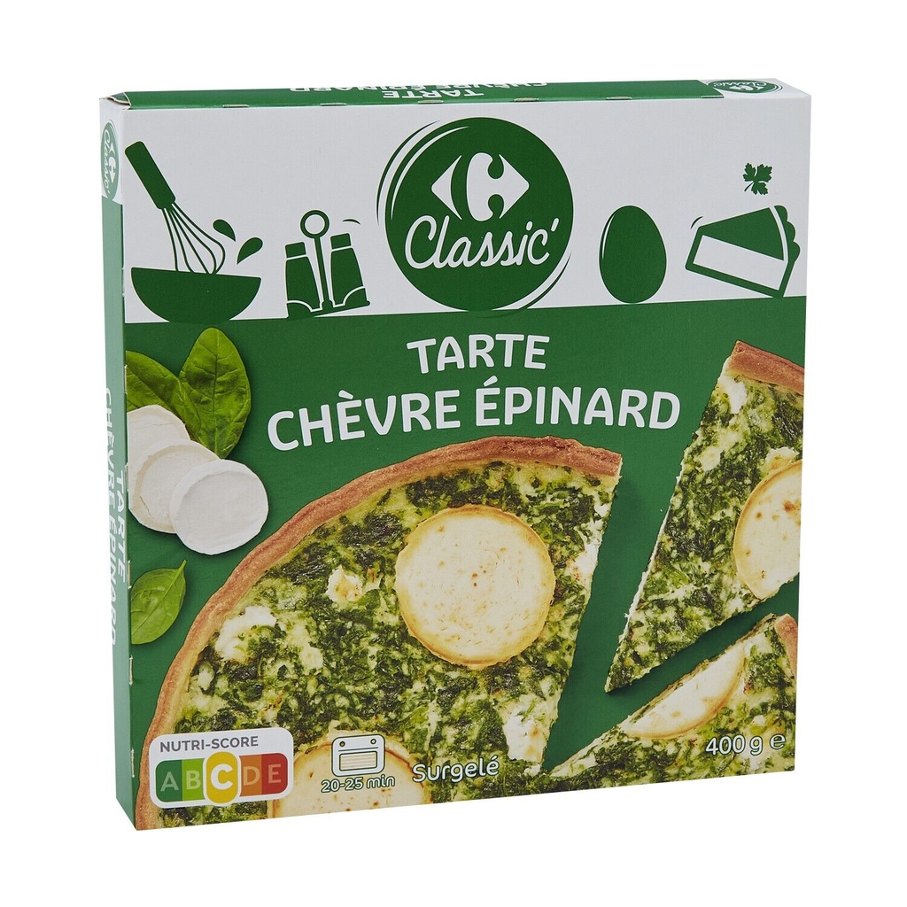 CARREFOUR CLASSIC Tarta de queso de cabra y espinacas 400 g