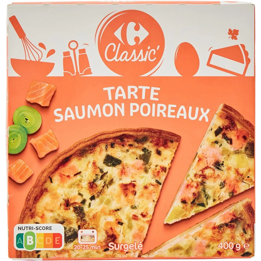 [3560071444990] CARREFOUR CLASSIC Tarte saumon poireaux 40 g