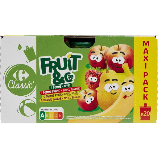 [3560071446956] CARREFOUR CLASSIC Assorted Fruit Compote 20 pouches of 90g