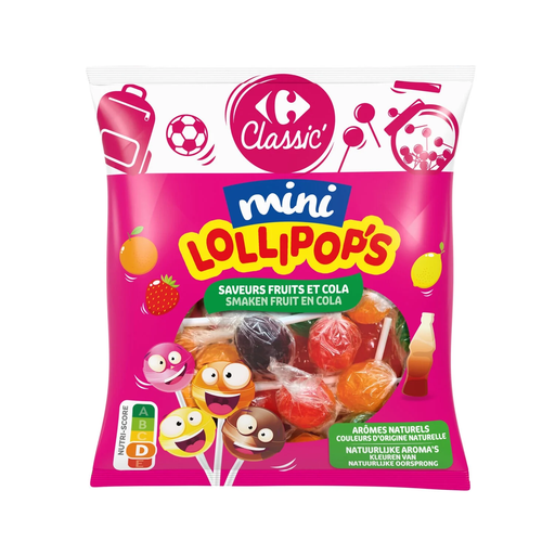 [3560071453503] CARREFOUR CLASSIC Bonbons sucette fruits et cola 180 g