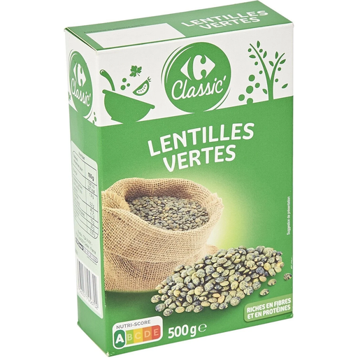 [3560071456702] CARREFOUR CLASSIC Green Lentils 500 g