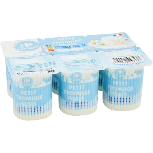 [3560071457136] CARREFOUR CLASSIC Fresh cheese 3.8% fat 6 pots of 60 g