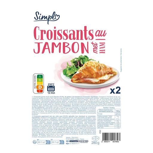 [3560071457693] SIMPL Ham Croissants 280 g