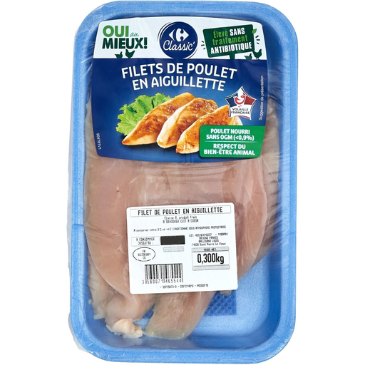 [3560071465544] CARREFOUR CLASSIC Chicken Fillet Strips 300 g