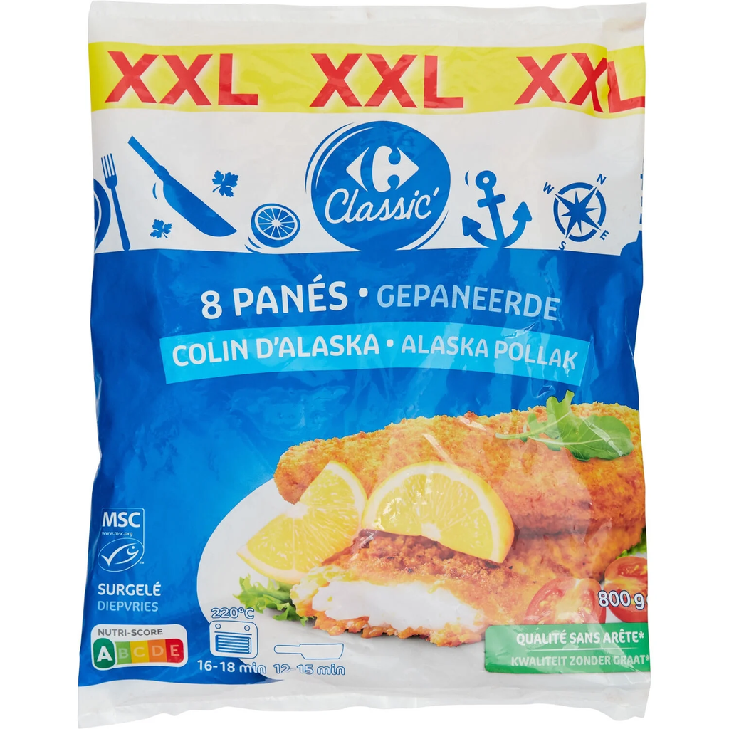 CARREFOUR CLASSIC Pescado empanado abadejo de Alaska 800 g