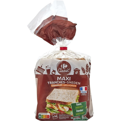 [3560071472719] CARREFOUR CLASSIC Pan de Molde Integral Maxi Rebanadas 550 g