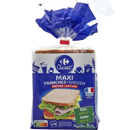 [3560071472726] CARREFOUR CLASSIC Pan de Molde Natural Maxi Rebanadas 550 g
