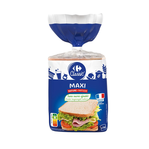 [3560071478827] CARREFOUR CLASSIC Pan de molde natural maxi 550 g