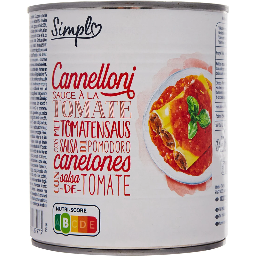 SIMPL Cannelloni de ternera con salsa de tomate 800 g