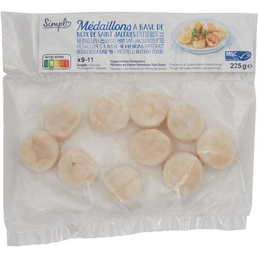 [3560071489922] SIMPL Médaillons à Base de Noix de St-Jacques Entiers 225 g