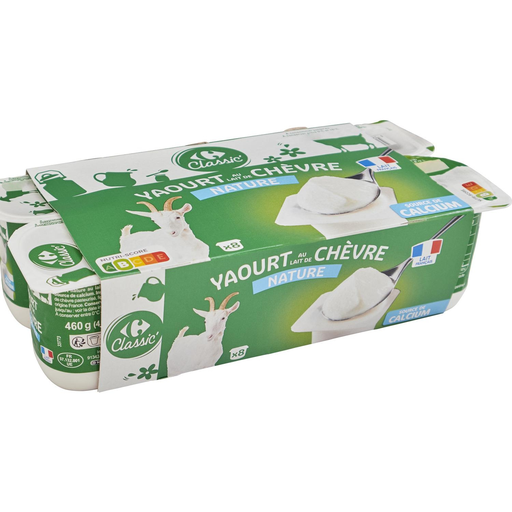 [3560071492465] CARREFOUR CLASSIC Goat Milk Natural Yogurts 8 pots of 115 g