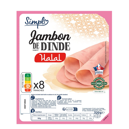 [3560071496623] SIMPL Halal turkey ham 320 g